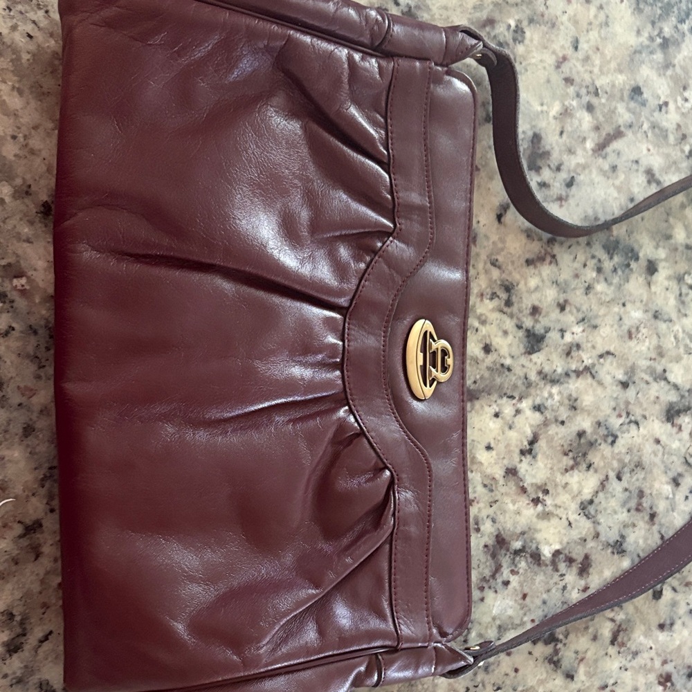 Etienne Aigner Rich Brown Leather Clutch